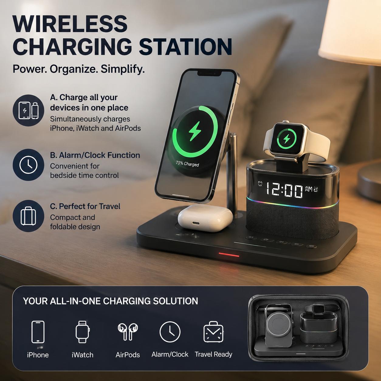 Smartwatch Phone Watches - Estação de Carregamento Magnética Sem Fio