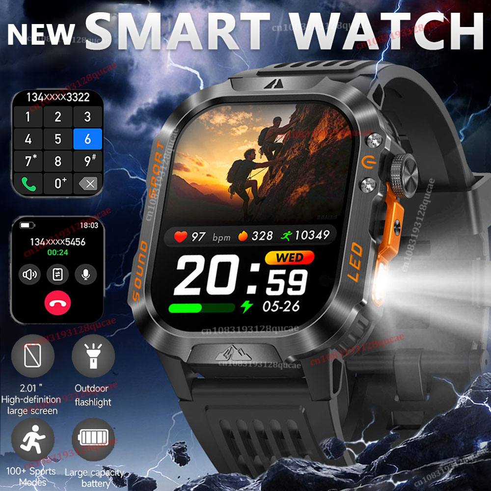 Smartwatch Rugged Watches For Men - Relógio Inteligente Militar Robusto 2026 para