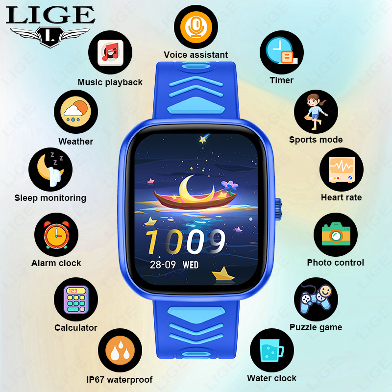 Smartwatch Watches Gift For Boys On Birthday - Relógio Inteligente Infantil LIGE com Jogos,