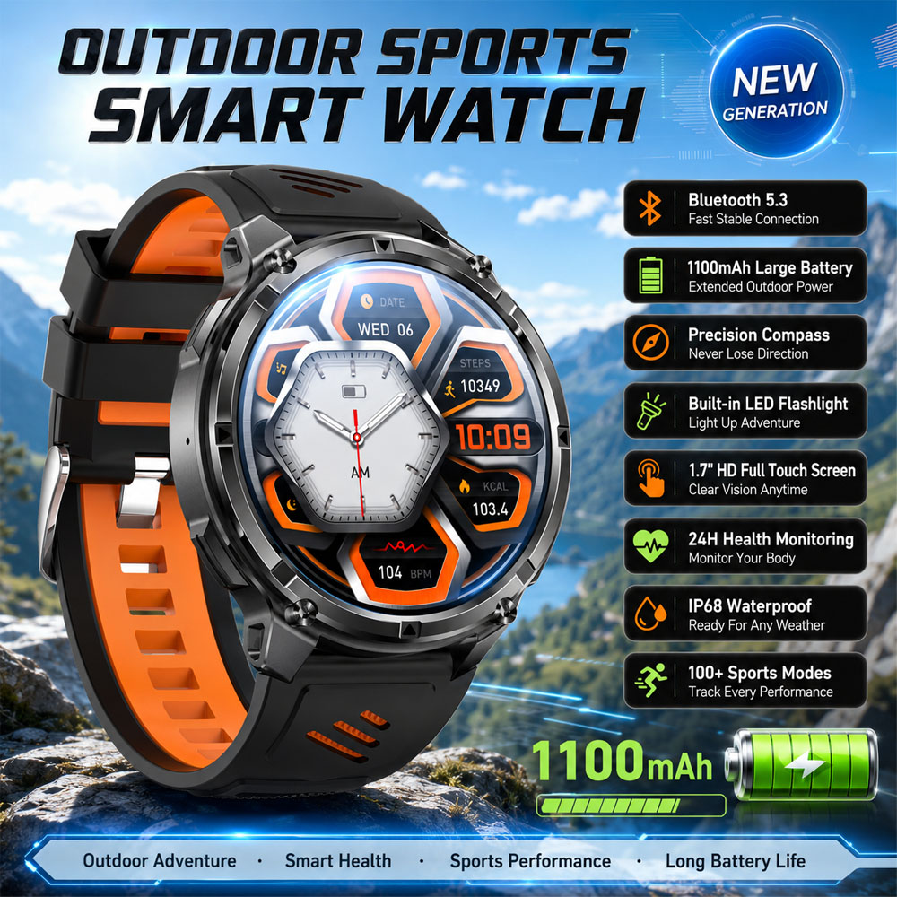 Smartwatch Rugged Watches For Men - Relógio Inteligente YAOCX AMOLED para Homens