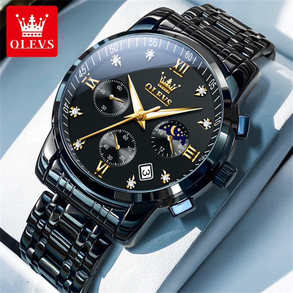 Analog Quartz Watch - Olevs relógios masculinos populares de aço