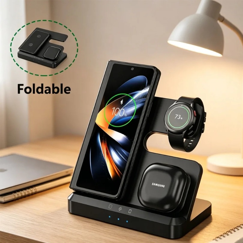 Carregador Sem Fio Rápido 3 em - Watches Smartwatch Samsung avaliação e preço