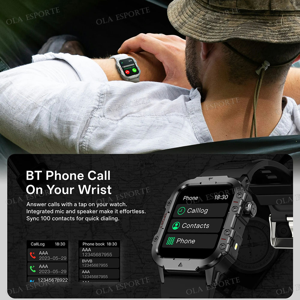 Novo Smartwatch Militar Robust - Smartwatch Rugged Watches For Men avaliação e preço
