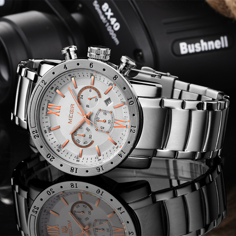 Megir relógios casuais de aço  - Smartwatch Digital Watches For Men avaliação e preço