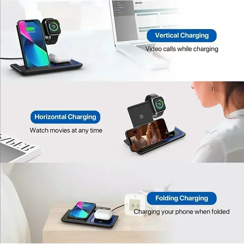 3 em 1 carregador sem fio dobr - Smartwatch Phone Watches avaliação e preço
