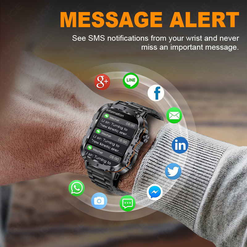 Lige 2025 relógio inteligente  - Smartwatch Rugged Watches For Men avaliação e preço