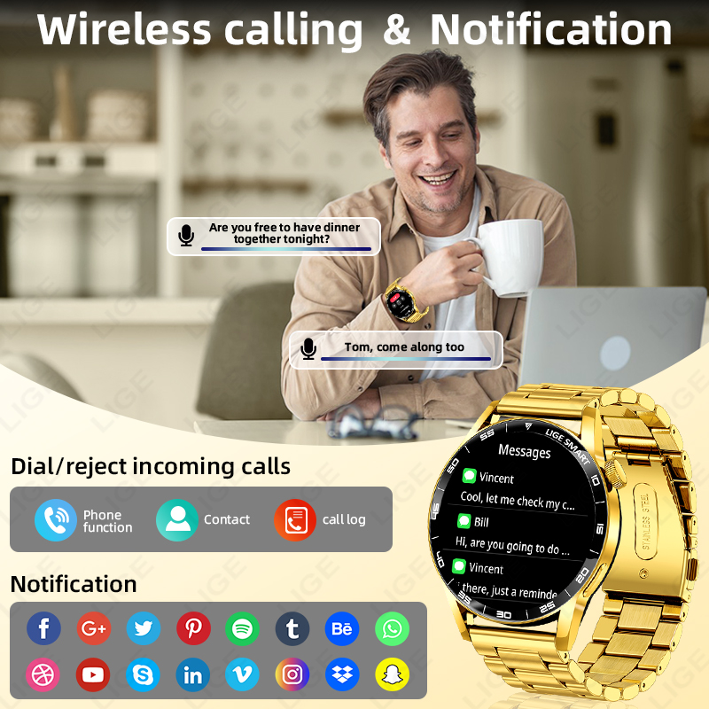 LIGE Luxo Relógio Inteligente  - Smartwatch Luxury Watches For Women avaliação e preço