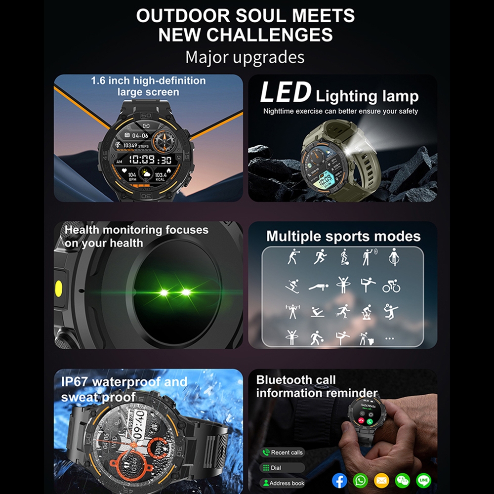Ao ar livre militar robusto sm - Smartwatch Rugged Watches For Men avaliação e preço