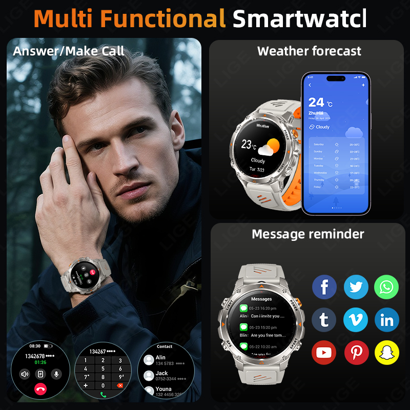 Lige robusto gps pista relógio - Smartwatch Sports Watches For Men avaliação e preço